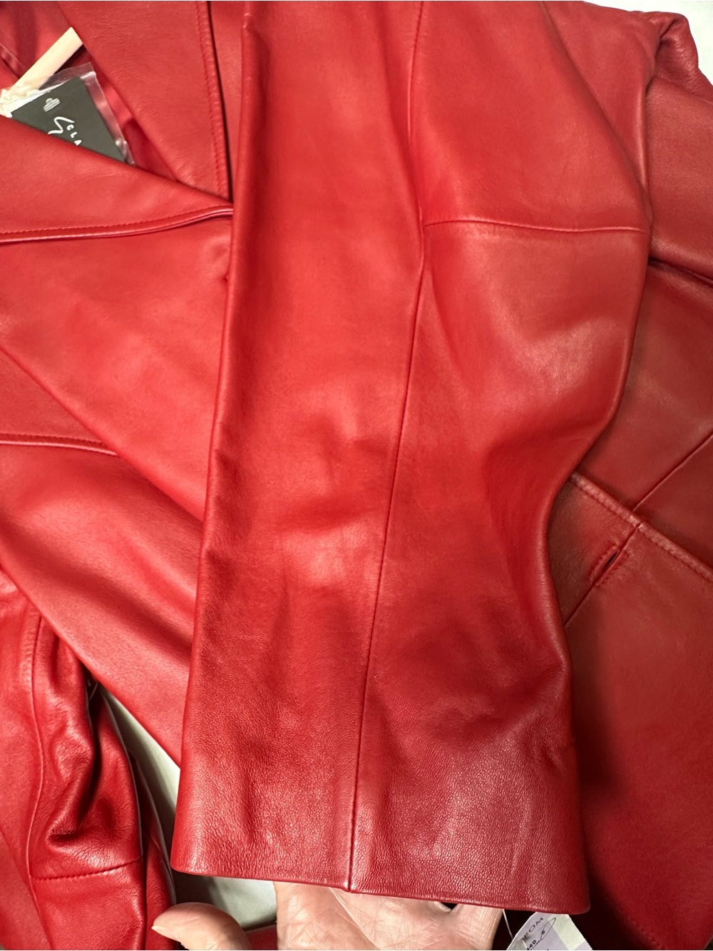 Classiques Entier Red Leather Women's Coat Size 18 - Picture 9 of 9